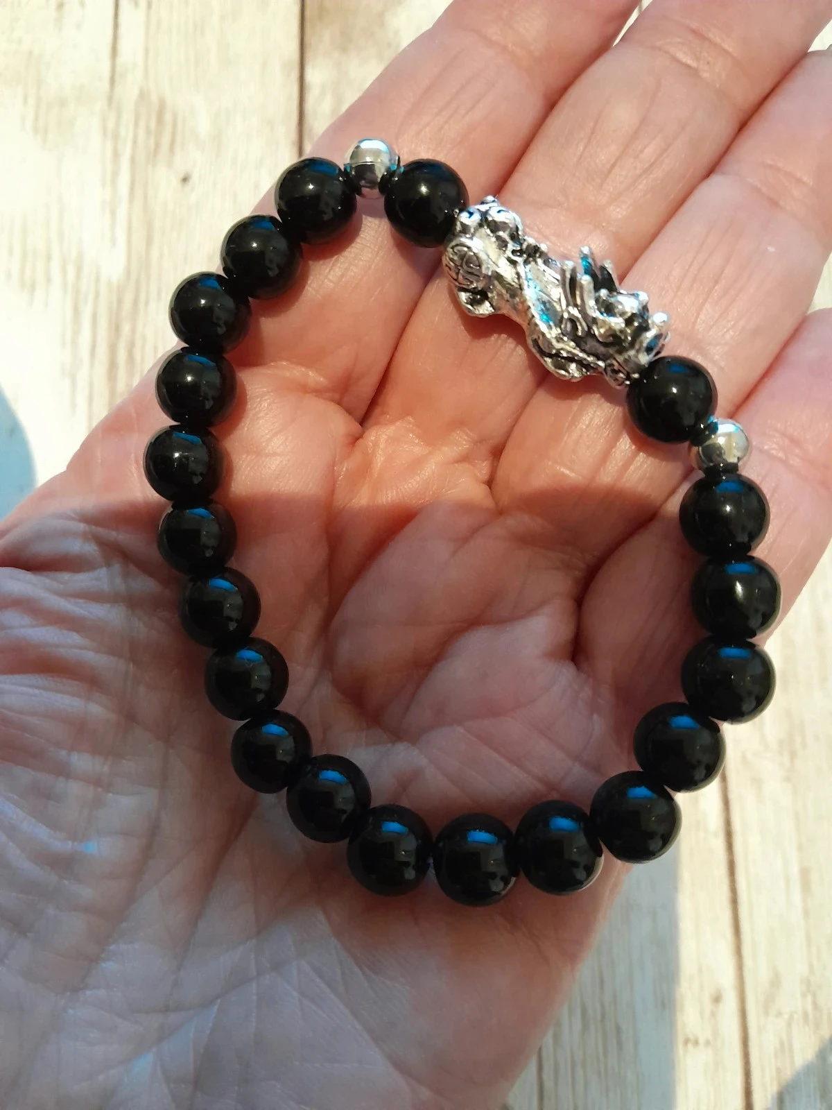 Feng Shui armband, gemaakt van zwarte obsidiaan, rijkdom en geluk – photo 3